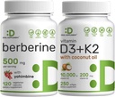 Suplement DEAL Vitamina D3 10.000iu + K2 200mcg Softgels & Berberine Supliment cu Yohimbine Bundle 