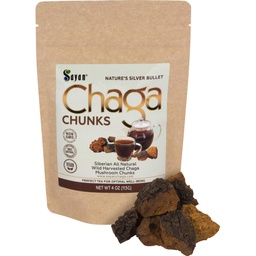 Sayan Siberian Pure Chaga Mushroom Chunks cu Black Top Crust 4 Oz / 113 g 