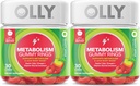 OLLY Metabolism Gummy Inele, Oţet de cidru de mere, Vitamina B12, Crom, Energie şi Digestive Health, Supliment masticabil, Aroma de mere, Twin Pack - 60 Conte