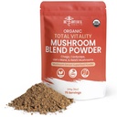 Pudră organică de ciuperci Blend - 4-in-1 Reishi, Leul, Coama, Cordyceps și Chaga supliment de extract de ciuperci, Mushroom Blend pulbere pentru boost imunitar și suport pentru creier, Adăugați la cafea, ceai sau apă