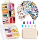14 Grids Travel Pill Organizator Box cu 415-Pcs Medicamente Nume Etichete - Pocket Daily Pharmacy Case Kit - Deţinătorul de medicamente de călătorie Dispenser pentru ulei de peşte Supliment de stocare vitamine - Khaki