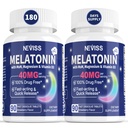 Melatonina 40 mg pentru adulţi - Suplimentul de somn sublingual rapid dizolvabil şi sublingual - Melatonină extra-concentraţie cu vitamina D3 & MSM, Seleniu pentru ciclul de odihnă în sănătate, Zzzs Deep, Zahar-Free, 180 Servings