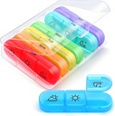 AIMI Weekly Pill Organizator 3 ori pe zi, Large 7 zile Pilula Box 3 ori pe zi cu container separat, Caz pilula portabil pentru medicamente, vitamine, ulei de pește și suplimente