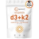 Micro Ingrediente Vitamina D3 5.000 UI + K2 MK-7 100 mcg, 300 Softgels 