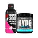 PROSUPPS L-Carnitina 3000 Stimulante Injecții cu lichid gratuit (31 Servings, Dragon Fruit) și Hyde Max Pump Pre Workout pentru bărbați și femei (20 serviri, Blue Razz) Bundle