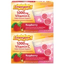 Emergen-C 1000mg vitamina C pulbere, cu antioxidanți, vitamine B și electroliți, suplimente de vitamina C pentru suport imunitar, Cafeina băutură fără amestec, aroma de zmeură - 60 Conte/2 lună de aprovizionare