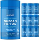 OMAPURE Wild Caught Omega-3 Suplimente cu EPA & DHA mare (10 sticle, 120 Softgels) - Formula Burpless Supports Heart & Joint Health, Promovează funcția creierului