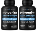 NutraChamps L-Theanine capsule de 200 mg, L-Theanin Liquid cu vitamina D3, Ulei organic de cocos, 120 capsule Vegane (Pachet de 2)