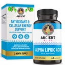 Ancient Bliss Alpha Lipoic Acid Supplement, Antioxidant și suport energetic, ALA Supliment cu Bioperine, No Gluten și Soy, 600 mg per Serving, 60 Vegan capsule