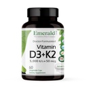 EMERALD LABS Vitamina D3+K2 - Vitamina D & VitalDelta MK-7 pentru sanatatea osoasa si suport cardiac* - Vegetarian, gluten-free, potenta clinica - 60 Capsule vegetale