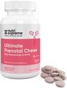Nutri Supreme Vitamina prenatala, Vitamine prenatale masticabile pentru femei cu Folat de metil foarte absorbit, Multivitamine prenatale complete cu fier, Kosher, Aroma de cireșe, 90 Conte