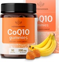 HERBAMAMA CoQ10 Gummies - 200mg Coenzime Q10 pentru suport antioxidant - Vegan, non-GMO Daily Energy Support Supplement - 90 Pectin-Based Banana-Flavored Chews