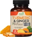 Curcumina turmerica Supliment 2600 mg - cu ghimbir organic & Turmeric, 95% Curcuminoide, BioPerine Black Pepper pentru cea mai buna absorbtie, Nature's Vegan Joint Support, Non-GMO, îmbuteliat în SUA - 60 capsule
