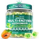 Digestive Enzymes Gummies for Women & Men, Multi-Enzymes with 90Billion CFU Probiotics and Prebiotics & Postbiotic, Vegetable & Fruit Fiber Blend, Super Enzymes for Digestive & Gut Health,Immune,60Cts