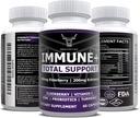 OX Nutrition 10 in 1 Elderberry, Vitamina C, Zinc, Vitamina E, Vitamina B6, Echinacea, Usturoi, Turmeric, L-glutamină HCL & Lactobacillus Probiotics & Antioxidanti pentru Apărare Imunală 1 lună de aprovizionare