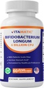 Vitamatic Bifidobacterium Longum 6 Miliarde CFU per capsule DR - 60 Conte - Promovează sănătatea intestinală - Made with Prebiotic Inulin Fiber