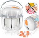 Cutie de pastile, Organizator de pastile pentru medicamente de călătorie drăguț Organizator NO-BPA Proof Medicina de umiditate Container pentru vitamine, uleiuri de pește, Suplimente (White)