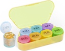 NatureTouch Weekly Pill Organizator, BPA Free Medicine Organizator Rainbow 11 zile Pilula cutie, Daily Portable Pill Container pentru pastile / Vitamin / Fish ulei / Suplimente [Ultima versiune], Yellow