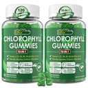 Gume Clorofile, Super Green 18-IN-1 cu Chlorella organică Spirulina, Iarbă de grâu, Magneziu, Fibră prebiotică pentru Deodorant intern*,Comfort Digestion, Metabolism, Imun, Fresh Body Odor, 2Packs