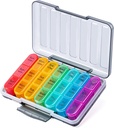 Odaro Pill Organizator de 3 ori pe zi - Portabil Săptămânal Medicină Cutie cu 7 Containere separate, Travel 7 zile Pill Box, Negru