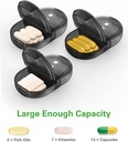 Fullicon Pill Organizator de 2 ori pe zi, Săptămânal Pill Box AM PM, Removable Medicine Organizator, pastile Cazuri de două ori pe zi - (Negru)