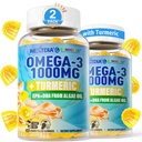 Vegan Omega-3 Gume 1000mg + Turmeric - Omega 3 Ulei de pește Alternative pentru adulți - Algae DHA 600mg & EPA 300mg, Vitamine A, C, E, Zinc & MSM, Zahăr gratuit, 120 Cts