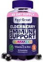 Feel Great Sambucus Elderberry Gummies with Zinc and Vitamin C for Adults | Immune Support Booster | Berry Flavored Vegan Supplement | 90 Day Supply