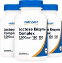 Nutricost Lactase Enzime Complex 3000 FCC ALU, 120 Capsule Veggie - non-GMO, Gluten Free, 120 Serviri (3 flacoane)