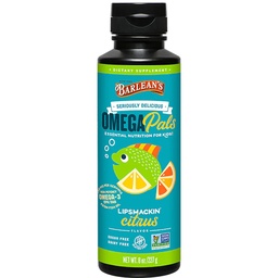 Barlean Omega Pals Lipsmackin' Citrus aromat Omega-3 pentru copii, Yummy copii de ulei de pește lichid supliment cu 750 mg de EPA & DHA pentru creier și sănătatea ochilor, 8 oz