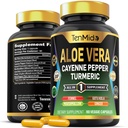 Aloe Vera Capsules Supliment - 8in1 Formula - Combinați cu Turmeric, Cayenne Pepper, Marshmallow, Fennel, Gotu Kola, Ginger, și Black Pepper - 90 capsule pentru 3 luni de aprovizionare