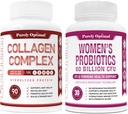 Capsulele multicolagen peptide Premium pur optimizate (tipurile I, II, III, V, X) + Probiotice Premium pentru femei - 60 miliarde CFU, dr. Prebiotice și probiotice pentru femei