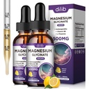 Magneziu Glicinat Supliment, Magneziu lichid picături cu magneziu Glicinat 500mg Vitamina B6, Ashwagandha, L - Theanină, Mușețel -Suport Stress Relief, Os, Musculare, Mood Vegan (Pachet de 2)