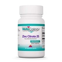 Nutricologie Zinc Citrat Supliment - 25mg Zinc pentru bărbați și femei, Suport imunitar, Pure, bine-absorbite, bine tolerate, Trace Minerale, Capsule vegetariene - 60 Conte