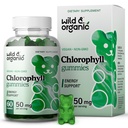 Clorofile sălbatice și organice Gumries 50mg - Detox Cleanse Suplimente w/Sodium Clorofilin - Deodorant intern w/Clorofila pulbere - Vegan, Non-GMO - 60 Chews de plante
