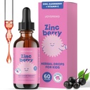 JoySpring ZincBerry - copii Zinc & Suplimentul de vitamine (2 fl oz) Picături de suport imun cu aroma de elderberry pentru copii 2-16+ Ani