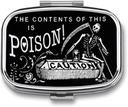 Metal 2 Compartiment Pill Organizator Travel Prietenos Portabil Compact Cute Pilula Caz Pilula pentru Hold Vitamine,Pish Oil,Supplements,Meds,Tablet pentru Purse,Pocket. (Black Scythe)