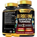 Berberine Supliment pentru bărbaţi şi femei, 8in1 Formula cu Querbetin, Turmeric, Cidru de mere Oţet, Sfeclă & Mai mult - Digestive, Suport imunitar - bogat în Nutrient - 90 capsule