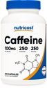 Nutricost Cafeina pastile 100mg per servire, 250 capsule