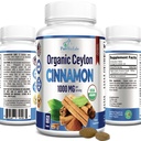 Scorțișoară organică Ceylon - 1000 mg per Serving, Certified Organic True Scorțișoară Supliment, antioxidant, Absorbție rapidă - 60 comprimate