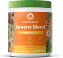 Uimitoare iarbă verde Superfood Imunitate: Super Greens Pulbere cu vitamina C, Cordyceps, Root Root Powder & Reishi Ciuperci, Mandarine, 30 Serviri