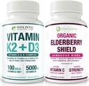 Max Absorbție Vitamina K2 + D3 și Elderberry organic cu coacăze negre și echinacea 