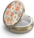 Pilulă cutie de pastile cu oglindă retro 3 Compartiment Mici Pilula Organizator pentru Purse sau Pocket Bronz mic cutie de pastile Roud sau vitamine, ulei de pește, Suplimente, Pilula Contine cadouri de călătorie( Retro Floral)