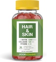 Noor Vitamine Halal Vitamine de par Biotin, Colagen, Siliciu, Vitamina C & E suporta parul, Skin & Nail Health; Vitamine naturale de guma de capsuni. GOM, Gluten Free & a Certified Halal Vitamine (90 Count)