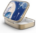 Pilula cutie de pastile cu oglindă retro 2 Compartiment mini-case pilula pentru Purse sau buzunar Bronz cutie de pastile dreptunghiulare sau vitamine, ulei de pește, Suplimente, Pilula Contine cadouri de călătorie (Marble Paint)