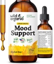 Picăturile de susţinere a dispoziţiei sălbatice şi organice - Suplimente bune de dispoziţie w/Ashwagandha Root & Rhodiola Rosea - Picături lichide naturale pentru energie pozitivă - Calm şi relaxa Suplimente pentru femei şi bărbaţi - 2 oz