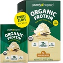 Pulbere organică pur inspirată de proteine, 14 Pachete de unică servire, vanilie cremoasă - 20g de pulbere de proteine pe bază de plante pentru smoothies & Shakes - lactate-free, non-GMO - pentru bărbați și femei