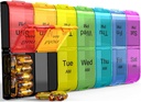 Colorwing Extra Large Pill Organizator 2 ori pe zi, Weekly XL AM Caz Pilula, 7 zile Pilula de două ori pe zi, Oversized Daily Medicine Pill Organizator pentru Vitamina, Big Pill Container, Medalia Dispenser
