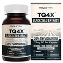 20% Capsule de extract de ulei de semințe negru de Thymochinonă - TQ-Advanced 4X®: Concentrația de timochinonă potentă disponibilă - 60:1 Concentrat de la Nigella Sativa, formă brută, Vegan, Sticla de sticlă (60 capsule)