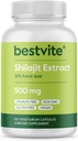 BESTVITE Pure Silajit Extract 500mg (120 capsule vegetariene) - Nu Steares - Vegan - Non OMG - Gluten liber - Standardizat la 20% Acid fuzelian