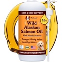 Natural Dog Company Wild Alaskan Salmon Oil Formula cu Omega 3, Ulei de pește pentru câini Supliment, Skin & Coat Dog Oil, Itchy Relief, Immune Support for Joints & Heart, Food Topper, 16 oz.